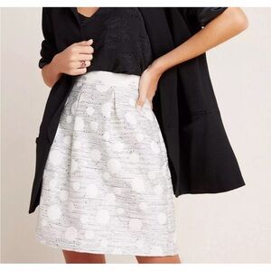 Anthropologie Maeve Dotted Jacquard Skirt - Ivory Silver Metallic Sequin - 4